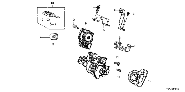 2015 Honda Fit Key Cylinder Components Diagram