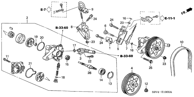 2004 Honda Pilot Pump Sub-Assembly, Power Steering Diagram for 56110-PVF-A01