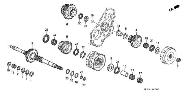 1993 Honda Civic Gear, Mainshaft Second Diagram for 23431-P24-A00