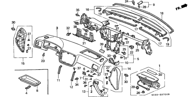 1996 Honda Civic Cover Assy., R. Instrument Side *NH264L* (CLASSY GRAY) Diagram for 77225-S04-G00ZC