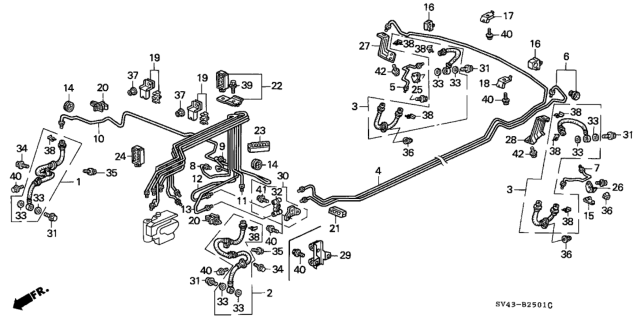 1997 Honda Accord Hose Set, Rear Brake (Dot Nni-Canada-) Diagram for 01466-SY8-000