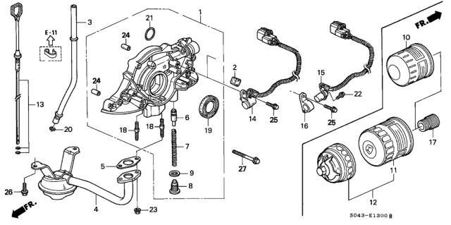 1997 Honda Civic Sensor Assembly, Crankshaft (Texas Instruments) Diagram for 37500-P2F-A01