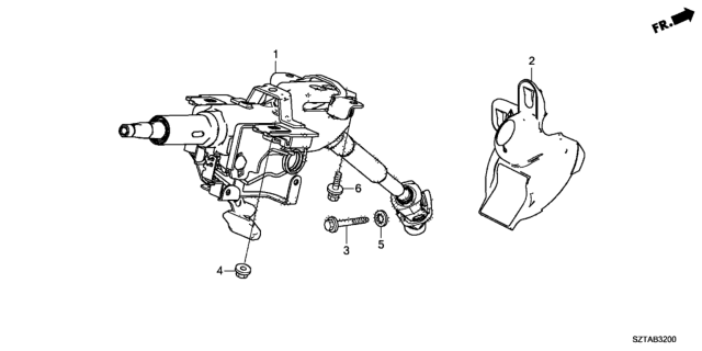 2016 Honda CR-Z Column Assembly, Steering Diagram for 53200-SZT-A12