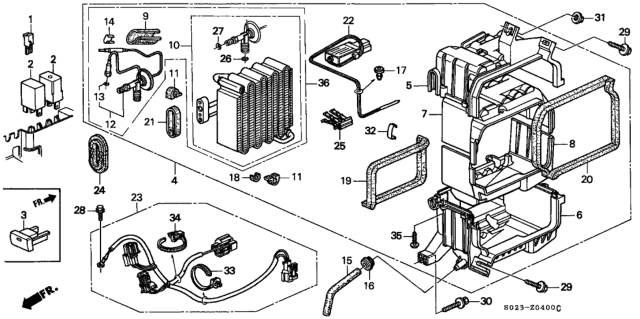 1998 Honda Civic A/C Cooling Unit Diagram 1