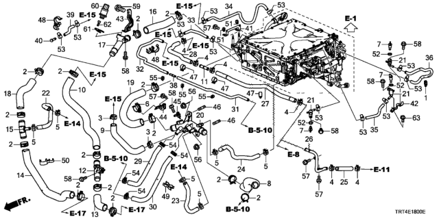 2017 Honda Clarity Fuel Cell Clamp,Water Hose Diagram for 19135-5BA-A01