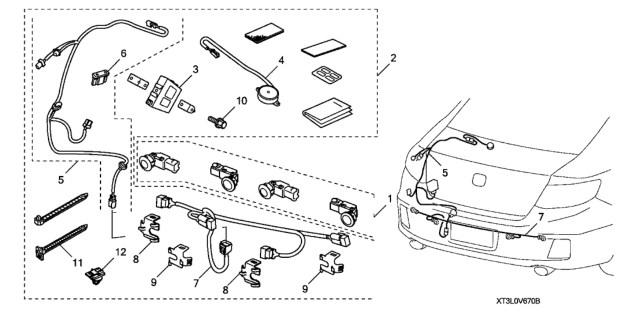 2017 Honda Accord Sub-Harness, Back-Up Sensor Diagram for 08V67-T3L-1B031