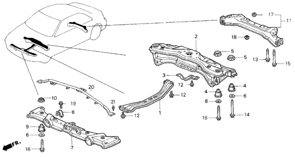 1995 Honda Accord Insulator A, Sub-Frame Mounting (Lower) Diagram for 50230-SV7-A00