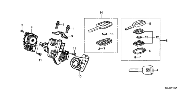 2014 Honda CR-V Key Cylinder Components Diagram