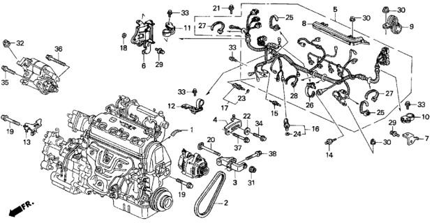 1995 Honda Del Sol Wire Harness, Engine Diagram for 32110-P06-A02