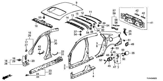 2018 Honda Accord Panel, RR. Diagram for 66100-TVA-305ZZ