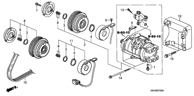 2003 Honda Pilot Compressor (RMD)(Includes Clutch & Coil) Diagram for 06388-P8F-505RM