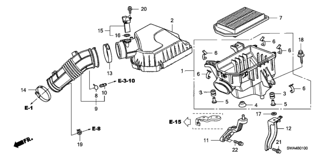 2008 Honda CR-V Stay C, Air Cleaner Diagram for 17263-RZA-910