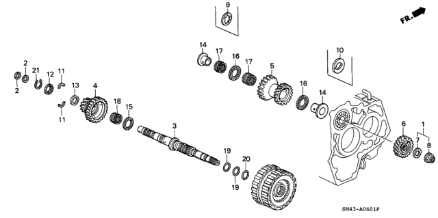 1992 Honda Accord Gear, Secondary Idle Diagram for 23495-PX4-701