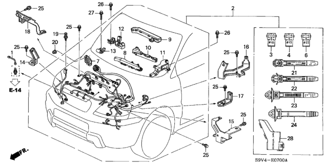 2004 Honda Pilot Stay D, Engine Wire Harness Diagram for 32744-PGK-A02