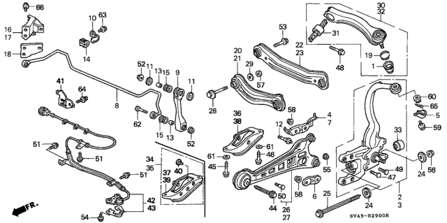 1995 Honda Accord Arm B, Right Rear (Lower) (Abs) Diagram for 52355-SV4-A10
