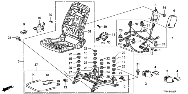 2010 Honda Accord Front Seat Components (Passenger Side) (Manual Seat) Diagram
