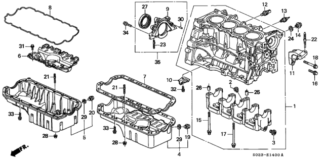 1997 Honda Civic Cylinder Block - Oil Pan (SOHC) Diagram