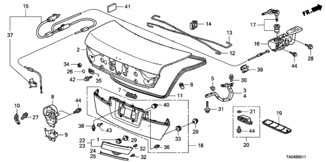 2011 Honda Accord Garnish *B536P* Diagram for 74895-TA0-A21ZA