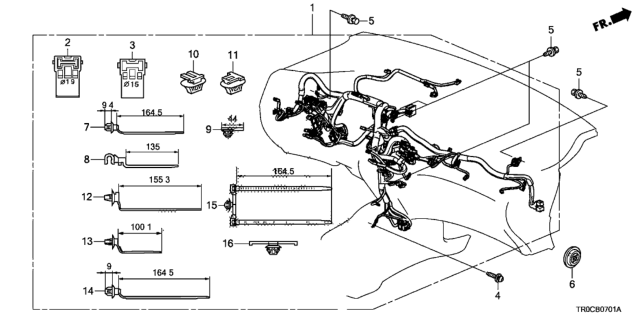 2015 Honda Civic Wire Harness, Instrument Diagram for 32117-TR3-A40