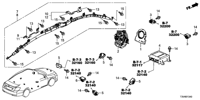 2014 Honda Accord Reel Assembly, Cable Diagram for 77900-T2A-C21