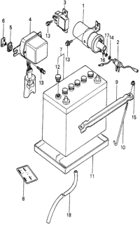 1980 Honda Prelude Bolt, Battery Setting Diagram for 31513-692-000