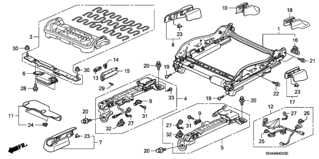 2004 Honda Accord Front Seat Components (Passenger Side) (4Way Power Seat) Diagram