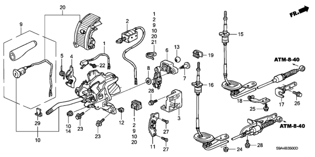 2002 Honda CR-V Bracket Set, Select Lever Diagram for 54200-S9A-A83