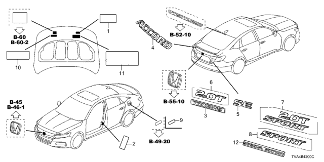 2021 Honda Accord EMBLEM, RR Diagram for 75731-TVA-A51