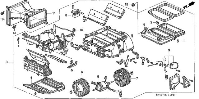 1990 Honda Accord Motor Assembly, Blower Diagram for 79310-SM4-A01