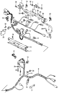 1985 Honda Accord Clamp, Engine Wire Harness Diagram for 32751-PD6-000