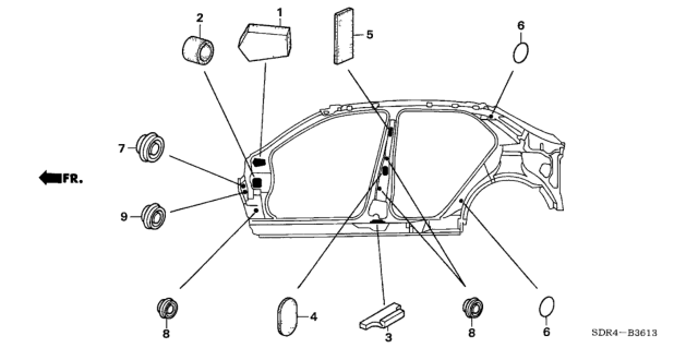 2005 Honda Accord Hybrid Grommet (Side) Diagram