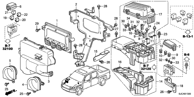 2014 Honda Ridgeline Control Unit (Engine Room) Diagram 1