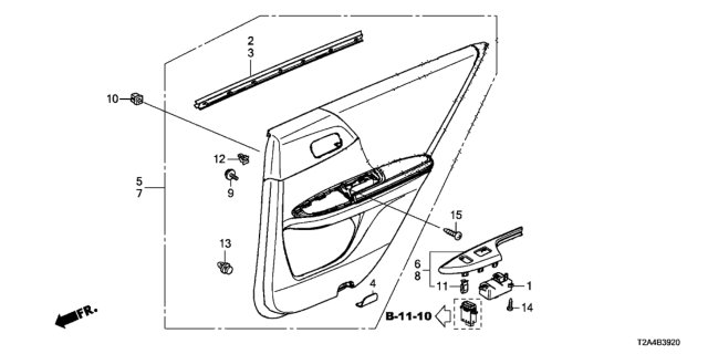 2014 Honda Accord Lining Assy., R. RR. Door *YR449L* (CASHMERE IVORY) Diagram for 83700-T2F-A31ZA