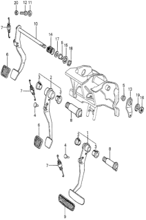 1980 Honda Accord Brake Pedal - Center Pedal Diagram