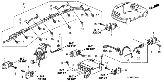 2007 Honda Fit SRS Unit (Trw) Diagram for 77960-SLN-L22