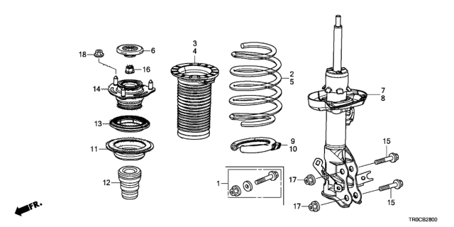 2014 Honda Civic Rubber, Front Shock Absorber Mounting Diagram for 51920-TR0-A11