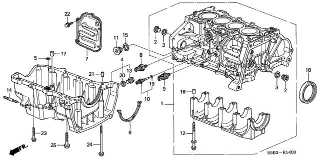2003 Honda Civic Sensor Assembly, Knock Diagram for 30530-PWA-014