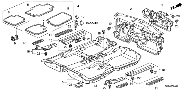 2007 Honda Accord Hybrid Floor Mat Diagram