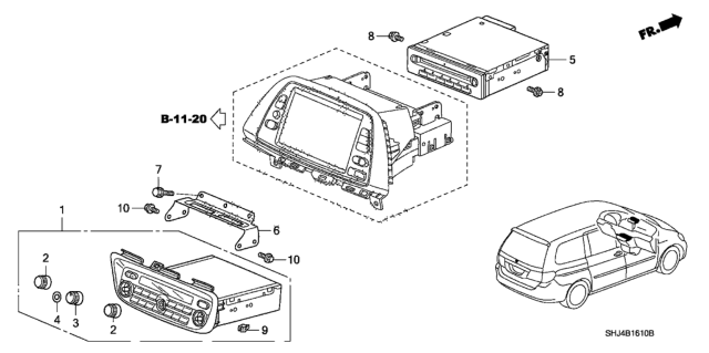 2009 Honda Odyssey Set Tuner Assy*1Pu5* Diagram for 39100-SHJ-A91RM