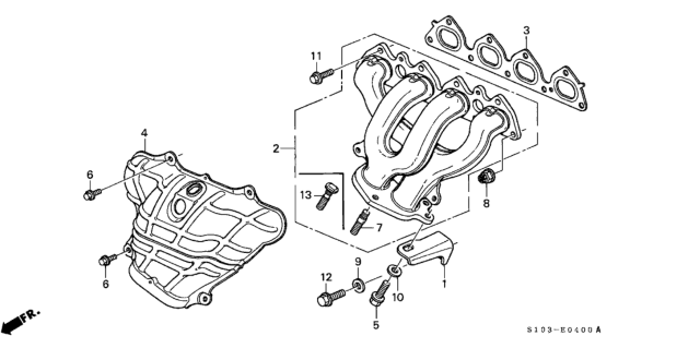 1997 Honda CR-V Manifold, Exhuast Diagram for 18100-P3F-A00