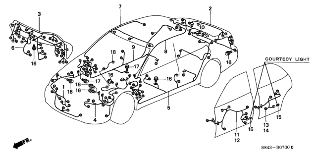 2000 Honda Accord Wire Harness, Side (Passenger Side) Diagram for 32160-S84-A01