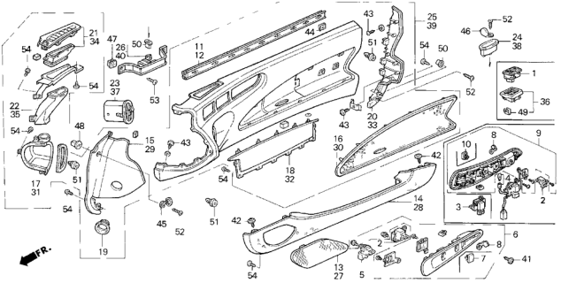 1993 Honda Prelude Panel, L. Lining End *NH167L* (GRAPHITE BLACK) Diagram for 83559-SS0-000ZB
