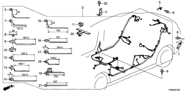 2013 Honda Civic Wire Harness, Floor Diagram for 32107-TR3-A11