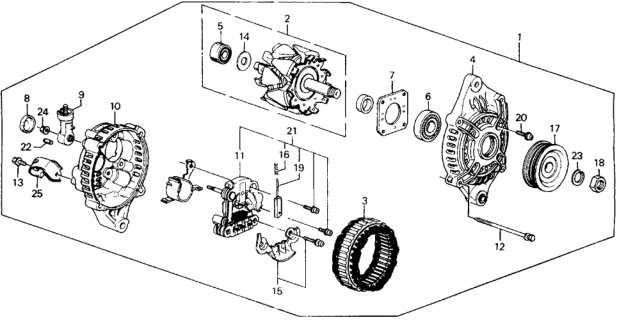 1991 Honda Civic Alternator Assembly (Ahga03) (Mitsubishi) Diagram for 31100-PM5-A07