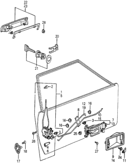 1983 Honda Accord Rod, L. Inside Handle Diagram for 75565-SA5-003