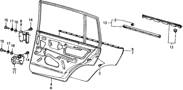 1976 Honda Civic Rear Door Panels Diagram
