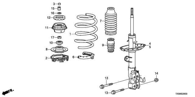 2013 Honda Fit EV Shock Absorber Unit, Right Front Diagram for 51611-TX9-A03