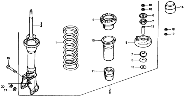 1977 Honda Civic Shock Absorber Assembly, Right Rear Diagram for 52610-657-673