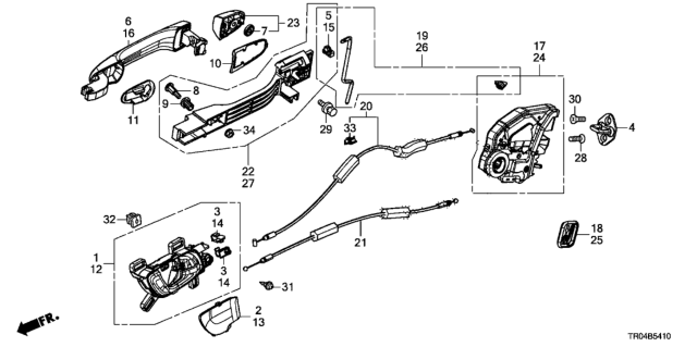 2012 Honda Civic Handle Assembly, Left Rear Inside (Pale Moss Gray) Diagram for 72660-TR0-A01ZC