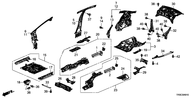 2014 Honda Civic Pillar, R. FR. Diagram for 64115-TR6-A80ZZ